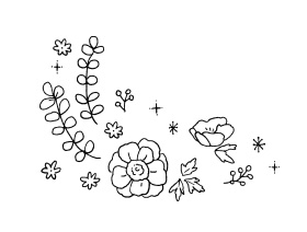 手描き風 花と葉っぱ