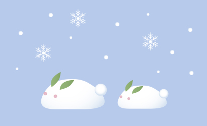 雪ウサギと雪の結晶のイラスト