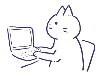 パソコンするゆるい猫