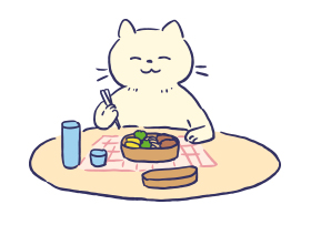 擬人化 | お弁当を食べる猫