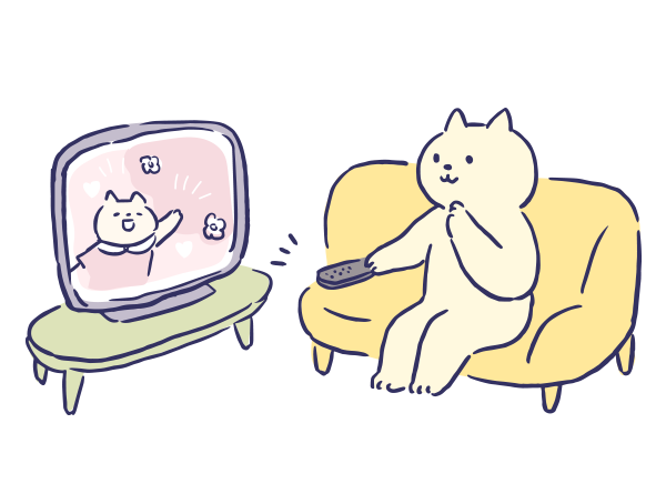擬人化|テレビを見る猫