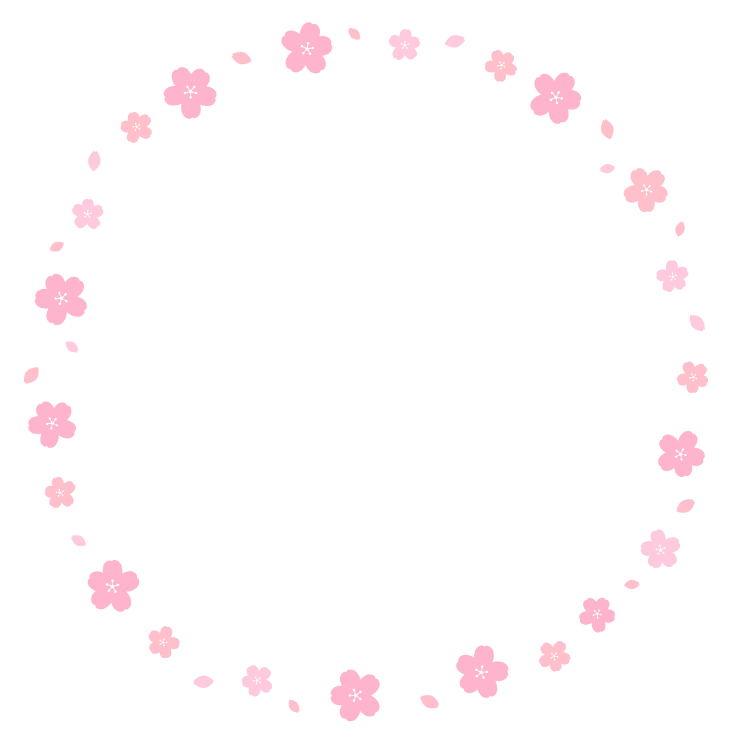 桜の丸いフレーム ピンク ガーリー素材 ふんわり可愛い無料イラスト素材 ふんわり可愛い無料イラスト素材