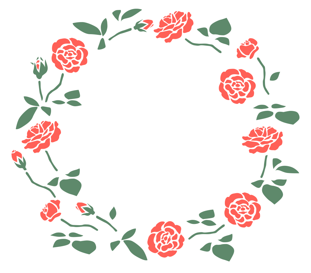 バラの飾り枠 ガーリー素材